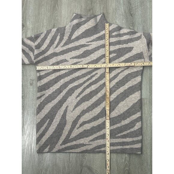 Tahari Women's Sweater XS Beige Brown Zebra Print Mock Neck Pullover Knit Top - Picture 5 of 8